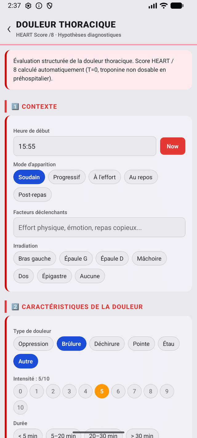 Douleur thoracique — HEART score