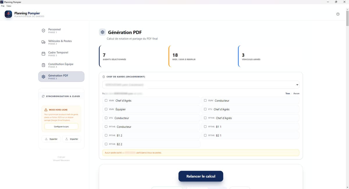 Planning Pompier — Génération PDF
